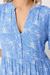 YOURS Plus Size Blue Shell Print Tiered Dress | Yours Clothing 4