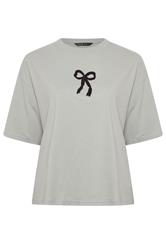 LIMITED COLLECTION Plus Size Grey Bow Beaded Top 1