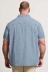 BadRhino Big & Tall Blue Geometric Poplin Shirt | BadRhino 4