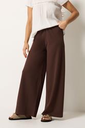 PixieGirl Petite Women's Chocolate Brown Scuba Wide Leg Trousers | PixieGirl 1
