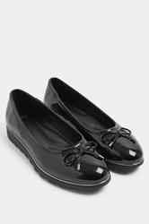 Black Patent Ballet Pumps In Wide E Fit | Yours Clothing 2