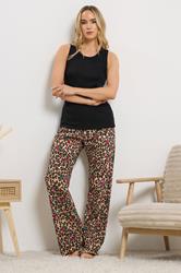 LTS Tall Women's Black Cherry & Leopard Cotton Pyjama Set | Long Tall Sally 3