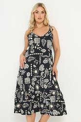 YOURS Plus Size Black Abstract Tiered Sundress | Yours Clothing 3