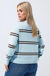 LIMITED COLLECTION Plus Size Blue & Brown Stripe Cardigan | Yours Clothing 4