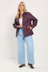 YOURS Plus Size Burgundy Red Faux Leather Jacket | Yours Clothing 2