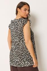 YOURS Plus Size Brown Leopard Frill Sleeve Vest Top | Yours Clothing 2