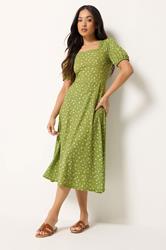 PixieGirl Petite Green Ditsy Floral Midi Dress | PixieGirl 1