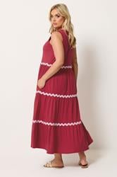 YOURS Plus Size Red Swirl Trim Tiered Maxi Dress | Yours Clothing 2