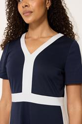M&Co Navy Blue Colourblock Midi Dress | M&Co 2