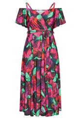 YOURS LONDON Robe longue à épaules dénudées avec imprimé floral abstrait