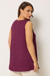 YOURS Plus Size Purple Crinkle V-Neck Cami Vest Top | Yours Clothing 2