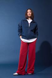 PixieGirl Petite Women's Red Wide Leg Hem Detail Jogger | PixieGirl 3