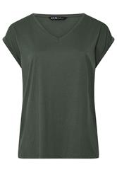 YOURS Plus Size Khaki Green V Neckline T-Shirt | Yours Clothing 5