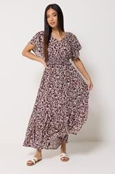 M&Co Petite Berry Purple Floral Maxi Dress | M&Co 3