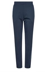 M&Co Pantalon bleu marine en maille point de Rome avec coutures apparentes