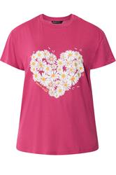 YOURS Curve Dark Pink Daisy Heart Print T-Shirt