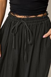PixieGirl Petite Women's Black Cheesecloth Cotton Balloon Trousers | PixieGirl 4