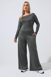 LIMITED COLLECTION Plus Size Charcoal Grey Wide Leg Trousers | Yours Clothing 3
