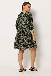YOURS Plus Size Green Animal Notch Neck Dress | Yours Clothing 2