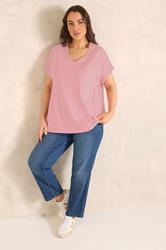 EVANS Plus Size Pink Crochet Trim T-Shirt | Evans  1