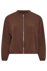 LIMITED COLLECTION Curve Chocolate Brown Zip Bomber Jacket