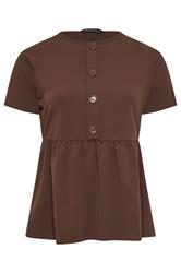 LIMITED COLLECTION Curve Chocolate Brown Peplum Top