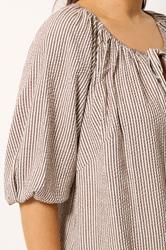 YOURS Plus Size Brown Stripe Tie Front Top | Yours Clothing 4