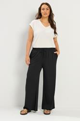 YOURS Plus Size Black Soft Touch Wide Leg Trousers | Yours Clothing 3