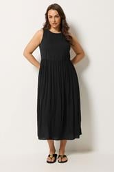 YOURS Plus Size Black Textured Contrast Maxi Dress | Yours Clothing 1