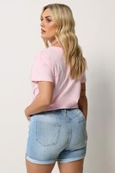 YOURS Plus Size Light Blue Denim Boyfriend Shorts | Yours Clothing 2