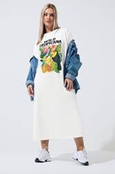 LIMITED COLLECTION Plus Size White Tropical T-Shirt Dress | Yours Clothing 1