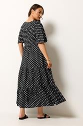 YOURS Plus Size Black Polka Dot Tiered Dress | Yours Clothing 2