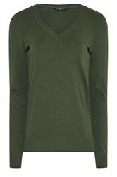 LTS Tall Pull à col en V vert olive en maille