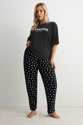 YOURS Plus Size Black 'Sleepover Club' Sleep Top | Yours Clothing 2