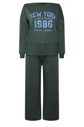 YOURS Plus Size Grey 'New York' Off Shoulder Sweatshirt & Jogger Set | Yours Clothing 6