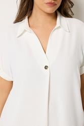 YOURS Plus Size White Button Half Placket Blouse | Yours Clothing 4