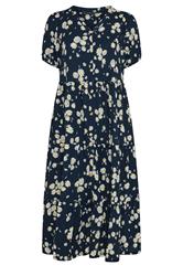 EVANS Plus Size Navy Blue Daisy Print Midi Dress | Evans 5