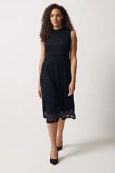 M&Co Navy Blue Lace Skater Dress | M&Co 1