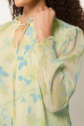 M&Co Yellow Floral Print Tie Neck Blouse | M&Co 4
