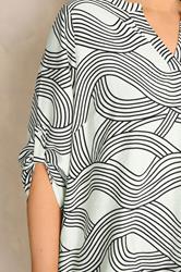 EVANS Plus Size White & Black Linear Blouse | Evans 4