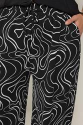 YOURS Plus Size Black Swirl Wide Leg Trousers | Yours Clothing 4