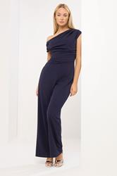 STAR Navy Blue Wide Leg Draped Jumpsuit | StarBYJM 3