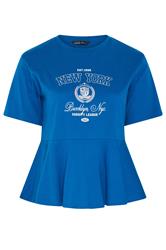 LIMITED COLLECTION Plus Size Blue New York Sporty Peplum Top 5