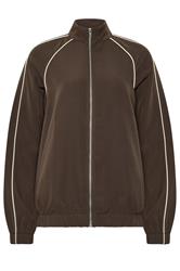 LTS Tall Women's Chocolate Brown Piped Funnel Neck Jacket | Long Tall Sally 1