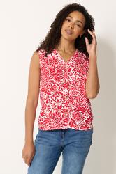 M&Co Red Floral Button Front Vest Top | M&Co 1
