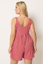 YOURS Plus Size Orange Stripe Textured Playsuit | Yours Clothing 2