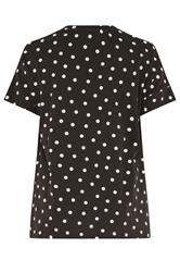 EVANS Plus Size Chocolate Brown Polka Dot Cotton T-Shirt | Evans 2