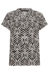 M&Co Brown Leaf Print Notch Neck Top | M&Co 5