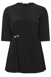YOURS LONDON Plus Size Black Buckle Detail Top | Yours Clothing 5
