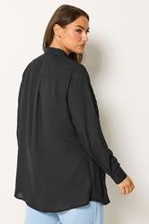 YOURS Curve Black Floral Embroidery Shirt | Yours Clothing 2